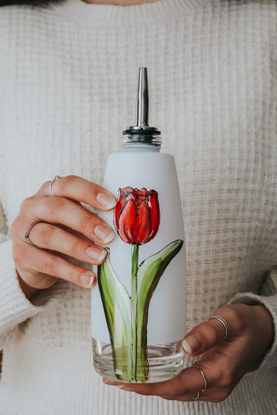 Bouteille en verre design tulipe