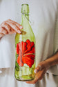 Carafe d'eau en verre design hibiscus rouge