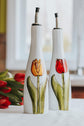 Oil or vinegar bottle three orange tulips design