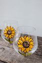 Sunflower flower design stemless glasses duo