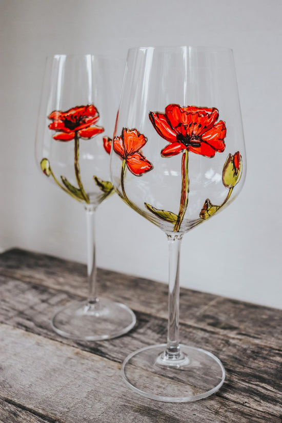 Duo de verres design coquelicots
