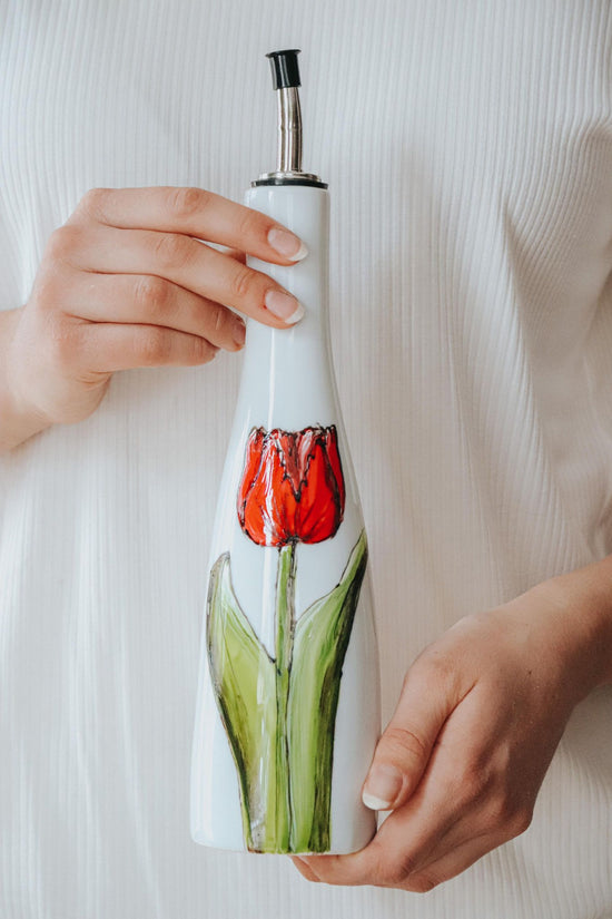 Bouteille en grès design tulipe