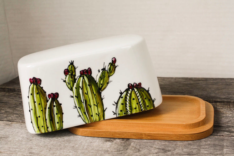 Beurrier 1 livre design peint à la main d'un trio de cactus