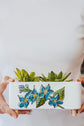 Rectangle planter design blue flowers