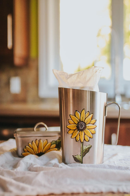 Pichet pour sac de lait en acier design tournesol