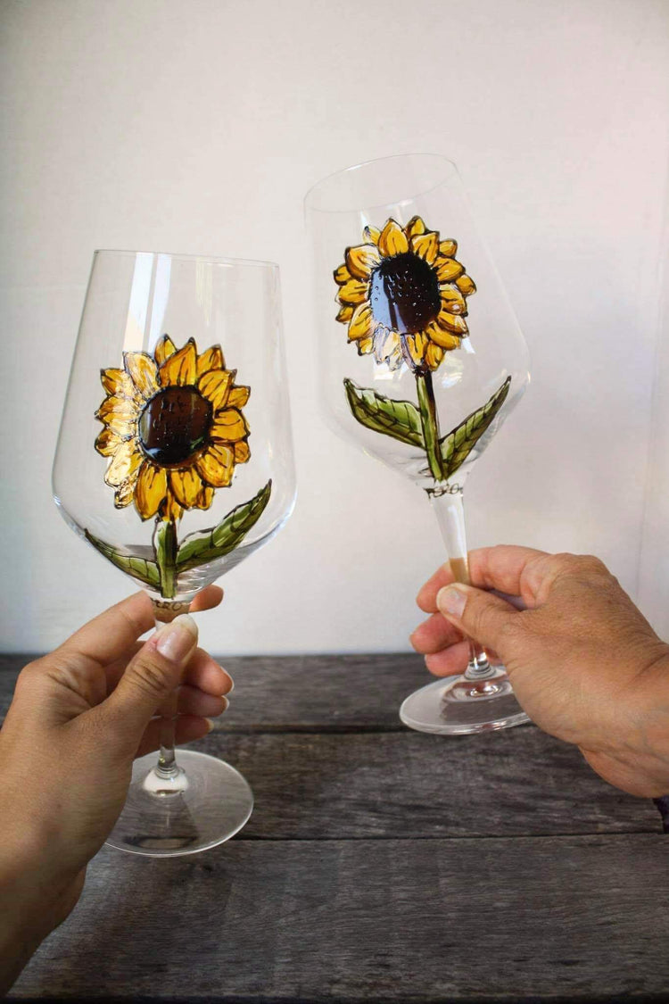 Idée cadeau, duo de verres tournesols par PEro