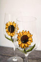 Duo de verres à vin design fleur tournesol