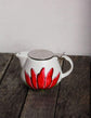 Théière avec infuseur design fleur rouge
