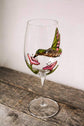 Hummingbird design glass on base