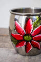 Hand painted steel mug by Pero design red flower