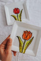 Orange tulip design square plate