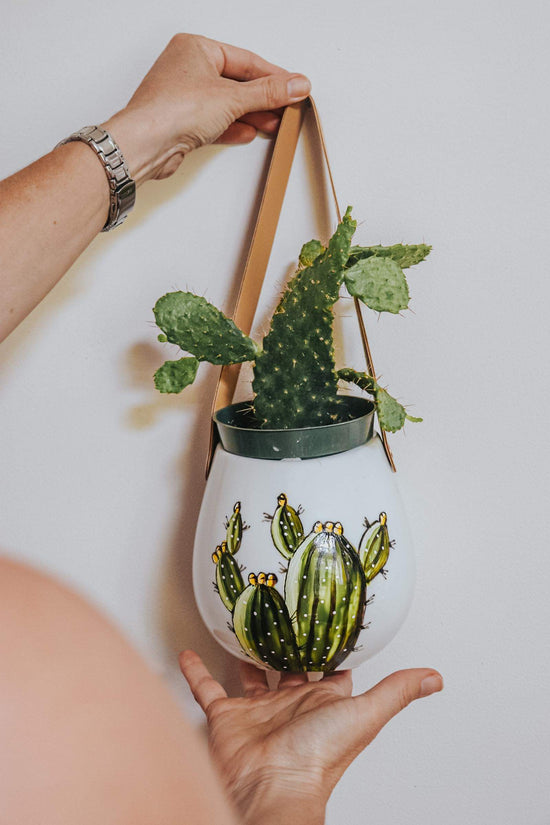 Cactus design porcelain wall planter