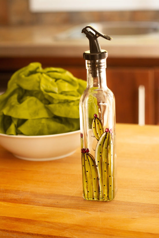 Glass bottle for cactus design oil or vinaigrette