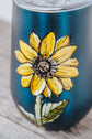 Hand painted sunflower design dark blue steel insulating glass
