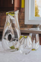 Carafe d'eau et duo de verres sans pied design 2 fleurs blanches Pero par Sophie Perreault