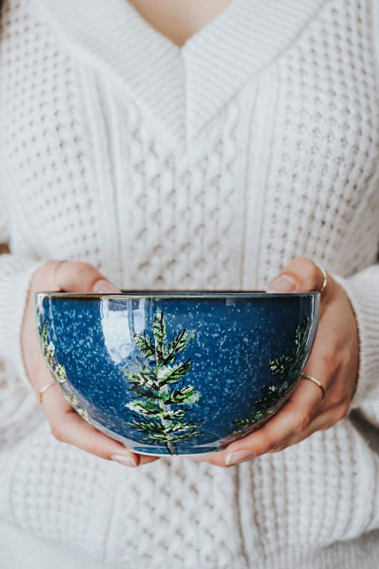 Bol bleu méditerranéen design boréal, idée cadeau peint à la main