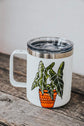 Hand painted cactus design steel insulating mug