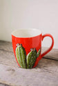 Tasse en grès rouge design cactus