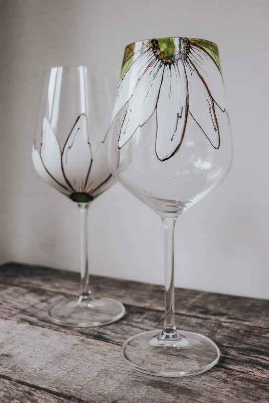 Duo of cactus design wine glasses