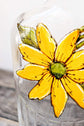 Bouteille en verre recyclé pour huile ou vinaigrette design fleur jaune