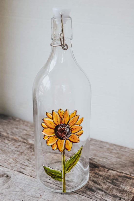 Carafe d'eau en verre design tournesol