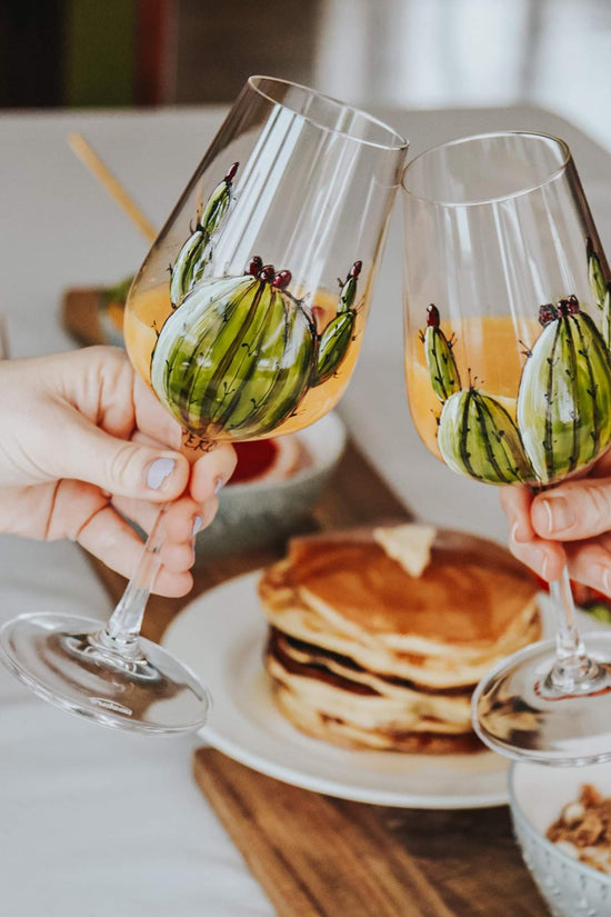 Duo de verres à vin design cactus