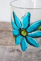 Double wall glass design turquoise flower