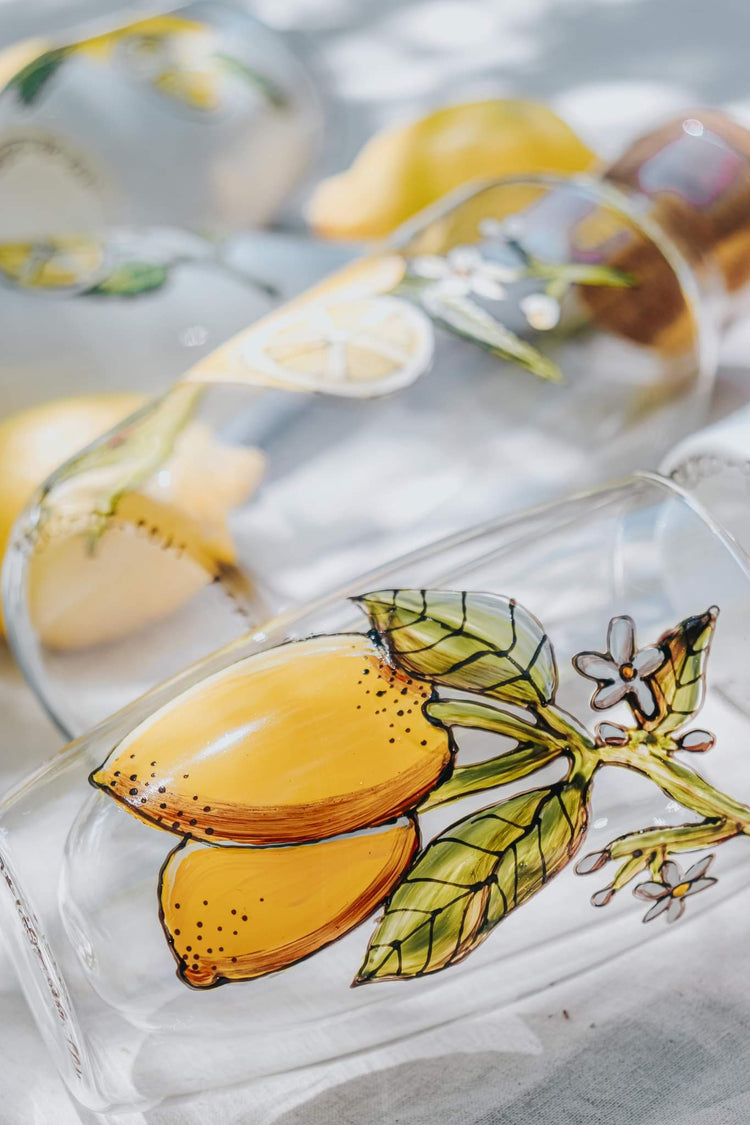 idée cadeau verre peint a la main citron