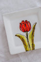 Assiette carrée design tulipe rouge