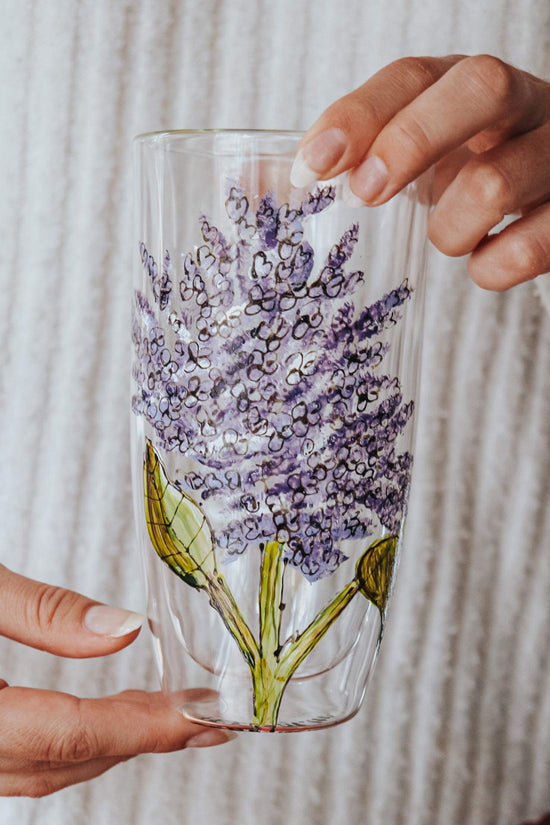 Grand verre double paroi design lilas