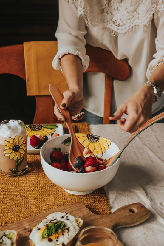 Bol de service design fleur gerbera jaune