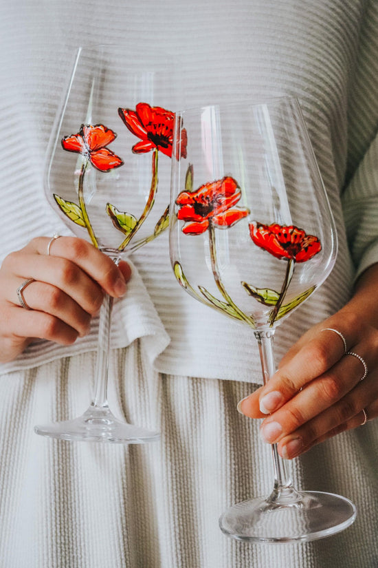 Duo de verres design coquelicots