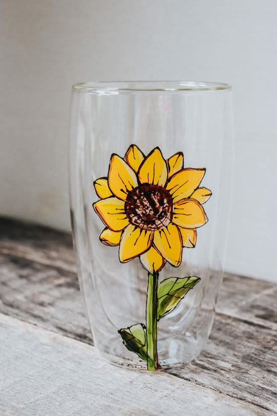 Sunflower design glass