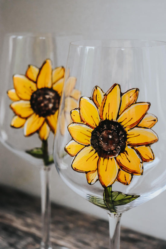 Duo de verres design fleur tournesol